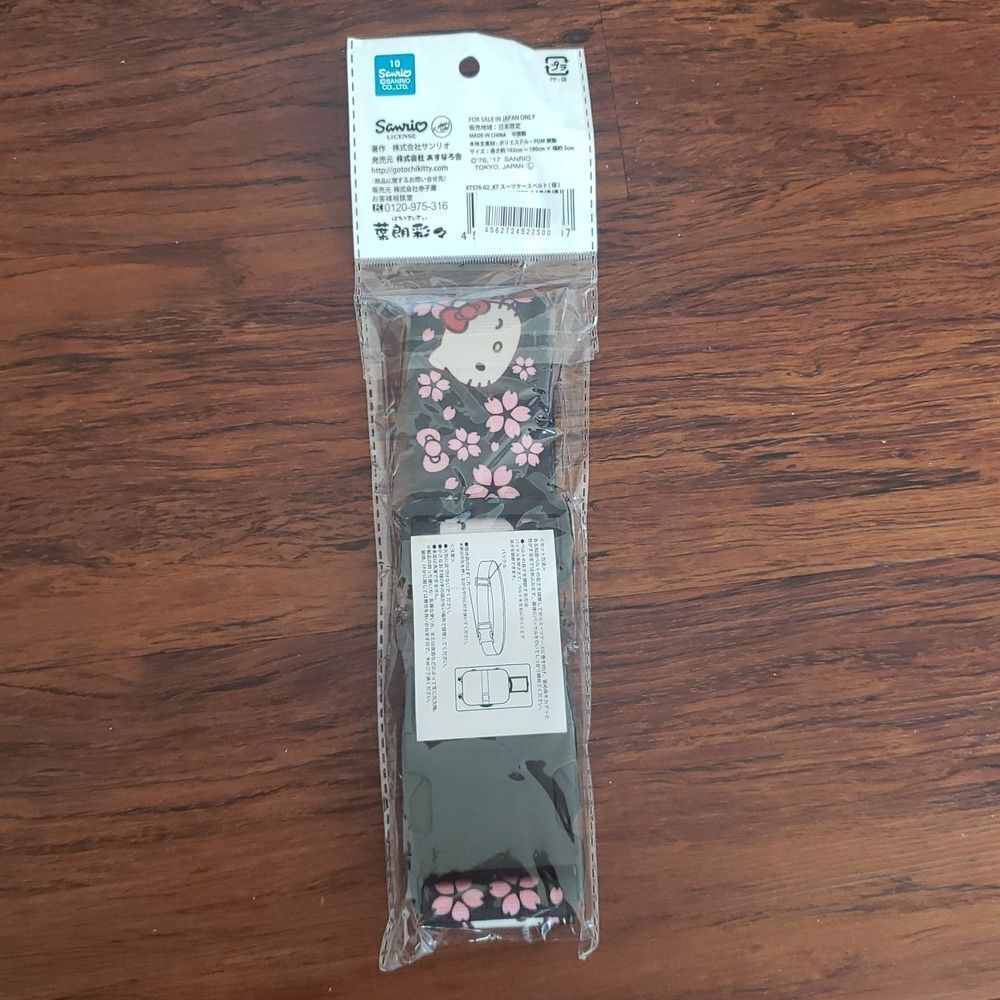 Hello Kitty Black Pink Sakura Japanese Floral Luggage Strap - Picture 4 of 6